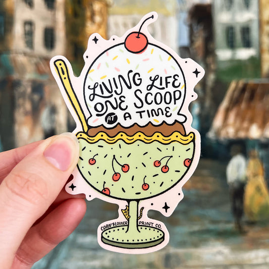 Vinyl Sticker | Double Ice Cream Scoop with Cherries