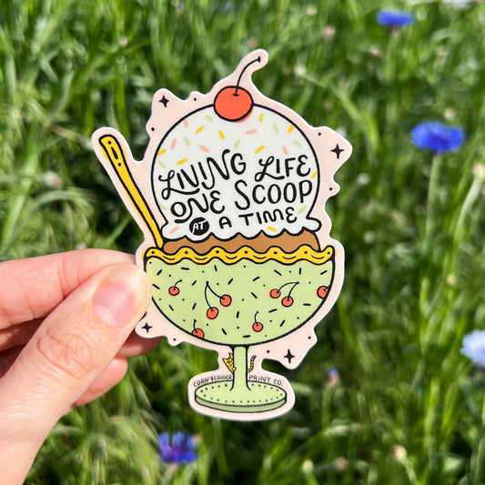 Vinyl Sticker | Double Ice Cream Scoop with Cherries