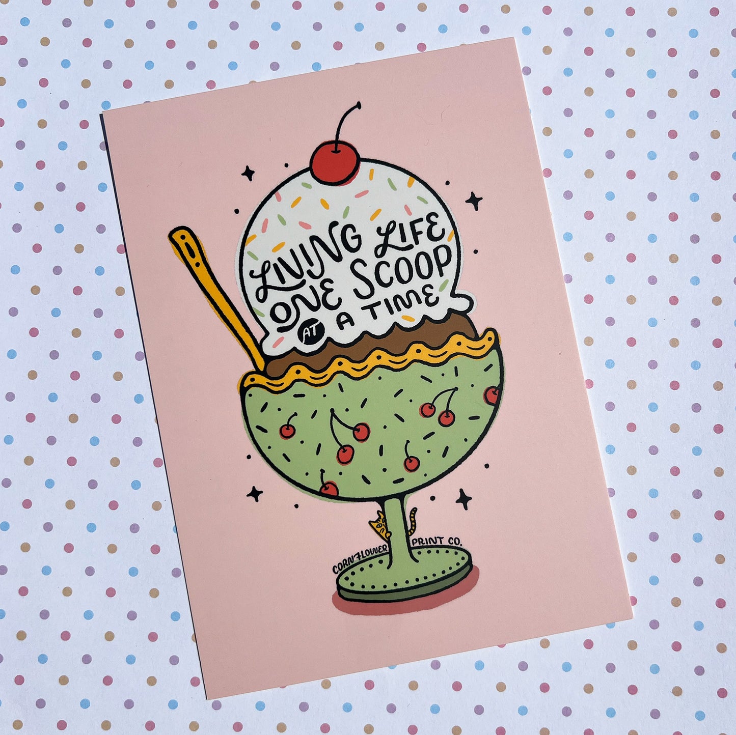 Postcard | Ice Cream Scoops | Living Life One Scoop at a Time