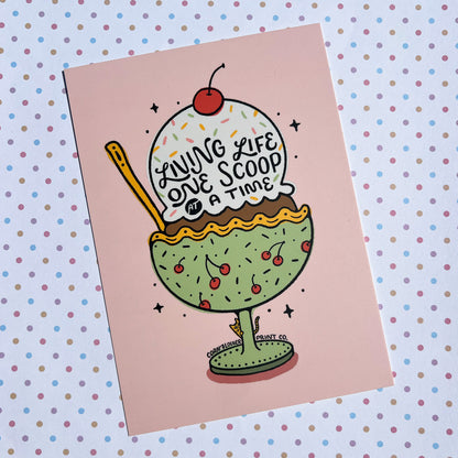 Postcard | Ice Cream Scoops | Living Life One Scoop at a Time
