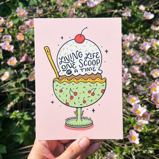 Postcard | Ice Cream Scoops | Living Life One Scoop at a Time