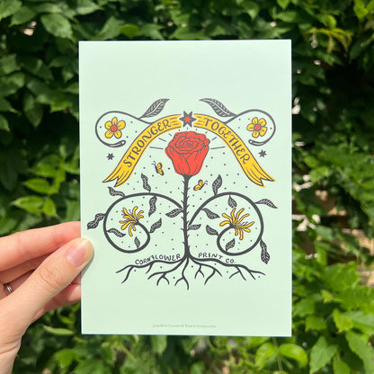 Postcard | June Birth Flowers | Rose & Honeysuckle