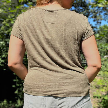 November Birth Flower | Chrysanthemum | Olive Green Lace Shirt | XL