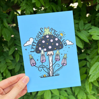 Postcard | Frogs & Mushroom | Lift Each Other Up