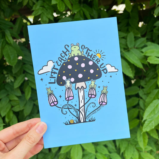 Postcard | Frogs & Mushroom | Lift Each Other Up