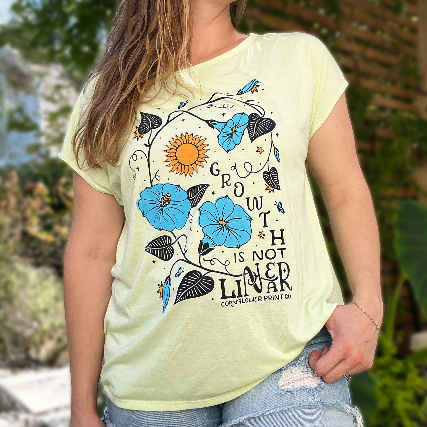 September Birth Flower | Morning Glory | Light Green Open Back Top | Large