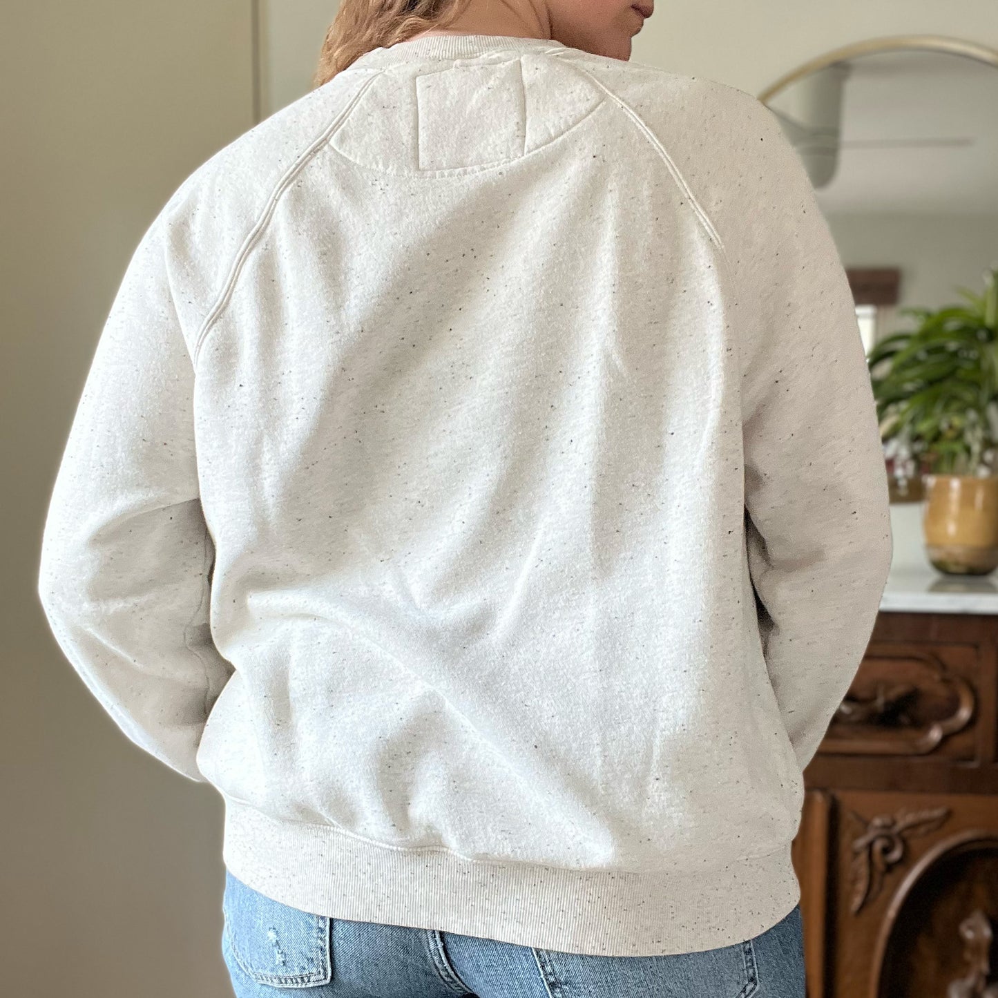 November Birth Flower | Chrysanthemum | Gray Speckle Sweatshirt | Small