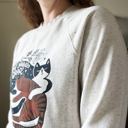 November Birth Flower | Chrysanthemum | Gray Speckle Sweatshirt | Small