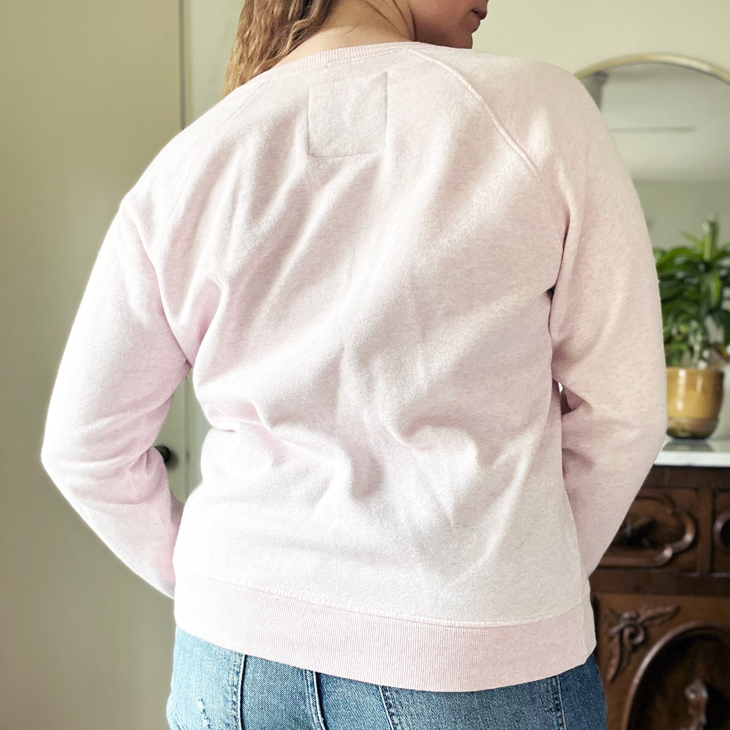 November Birth Flower | Chrysanthemum | Light Heather Pink Sweatshirt | Medium