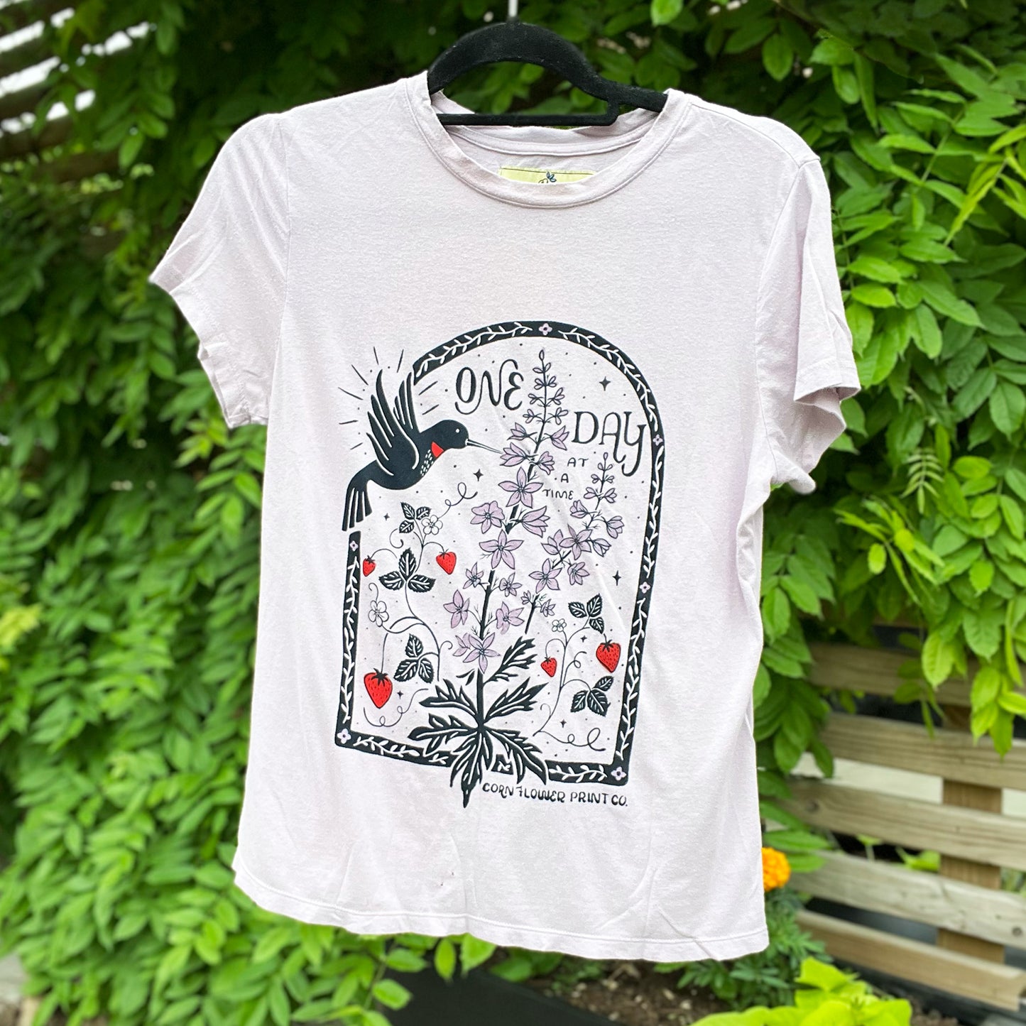 One Day at a Time | July Birth Flower | Light Purple Tee | Small