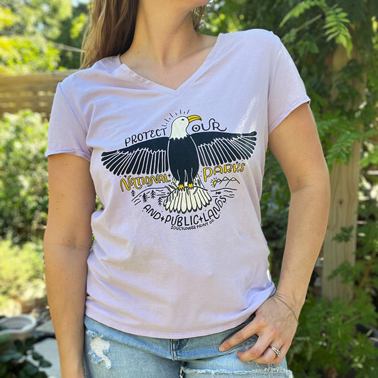 National Parks | Lt. Purple V-Neck Tee | XL