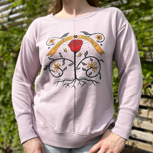 Stronger Together | June Birth Flower | Light Purple Lightweight Sweatshirt | Medium