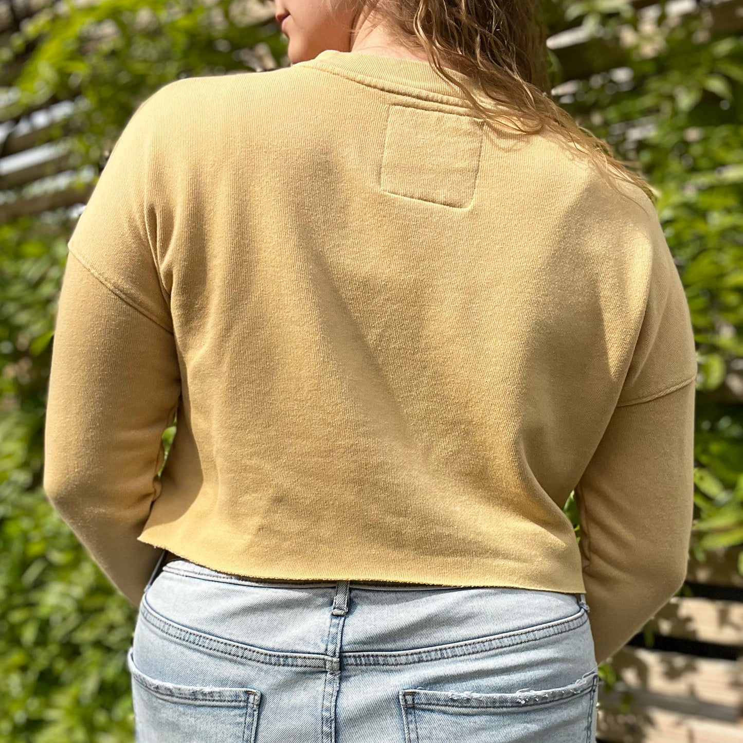 Stronger Together | June Birth Flower | Yellow Cut Off Lightweight Pullover | Small
