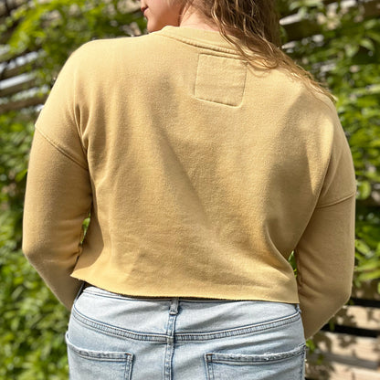 Stronger Together | June Birth Flower | Yellow Cut Off Lightweight Pullover | Small