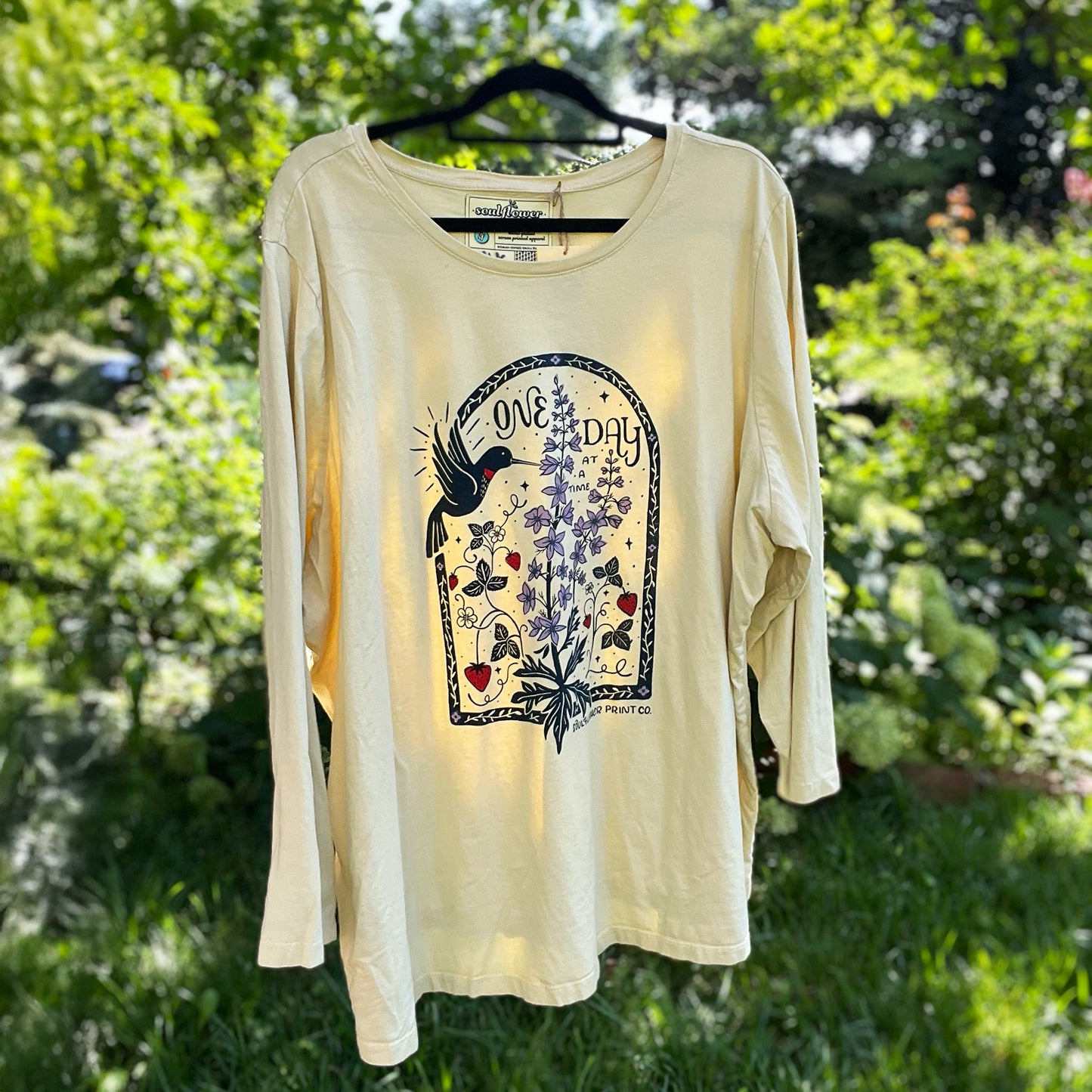 One Day at a Time | July Birth Flower | Light Yellow Long Sleeve | 4X
