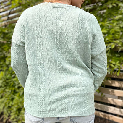 Stronger Together | June Birth Flower | Mint Green Textured Sweater | Medium