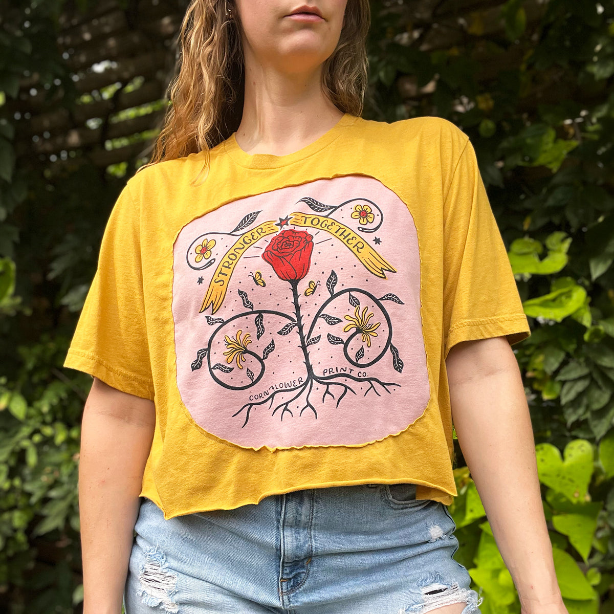 Stronger Together | June Birth Flower | Mustard Crop Top | 2X