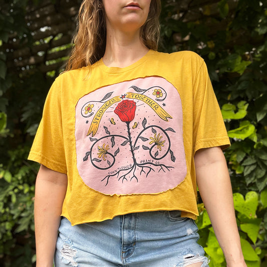 Stronger Together | June Birth Flower | Mustard Crop Top | 2X