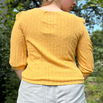 Stay Feral | Opossum | Mustard Yellow 3/4 Sleeve Shirt | Medium