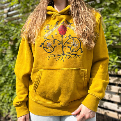 Stronger Together | June Birth Flower | Mustard Yellow Hoodie | Large