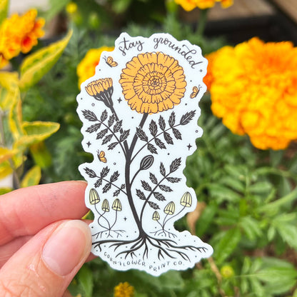 Vinyl Sticker | October Birth Flower | Marigold