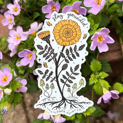 Vinyl Sticker | October Birth Flower | Marigold