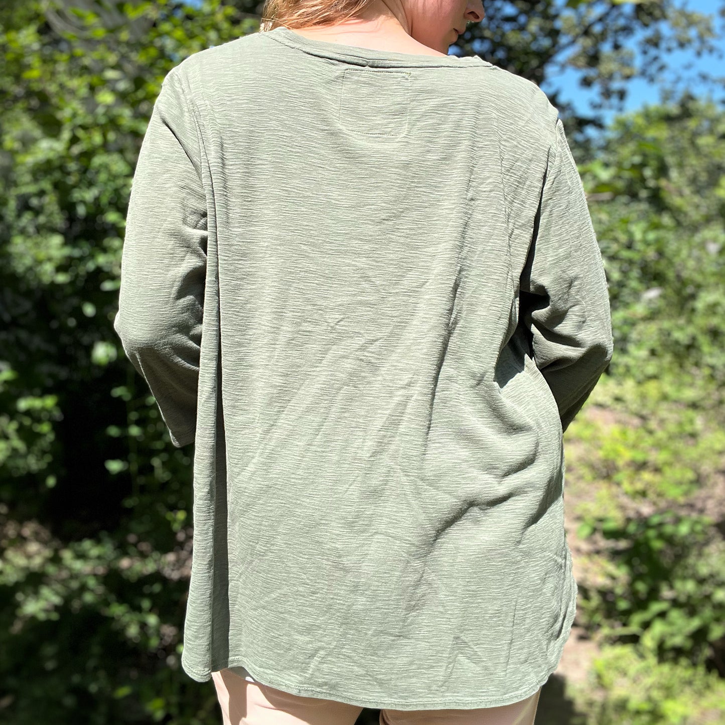 November Birth Flower | Chrysanthemum | Olive Green 3/4 Sleeve Shirt | 2X