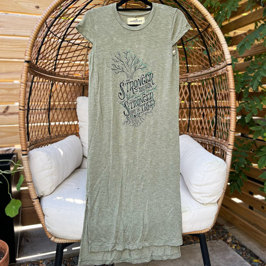 Strong Tree | Olive Green Maxi Dress | Small