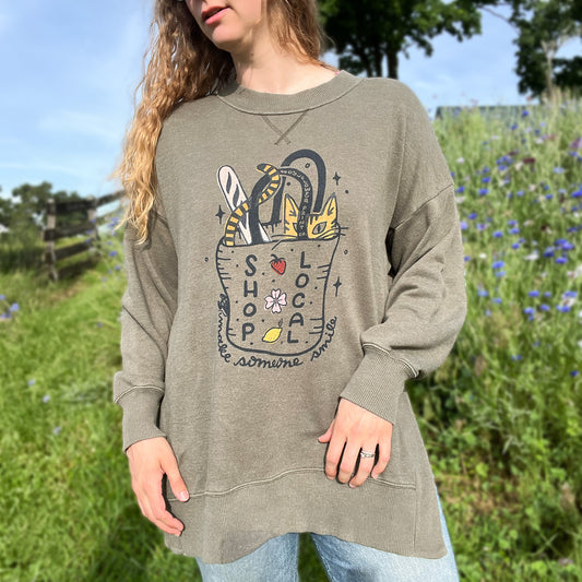 Shop Local | Olive Green Sweatshirt | Large