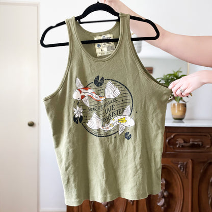 Koi Fish | Nevertheless We Persisted | Olive Green Tank Top | Large