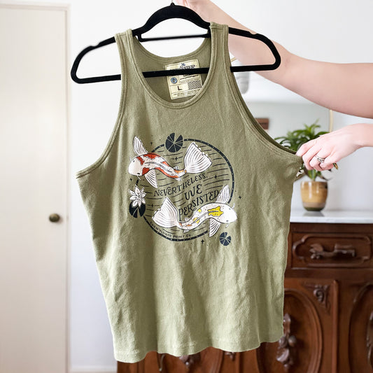 Koi Fish | Nevertheless We Persisted | Olive Green Tank Top | Large