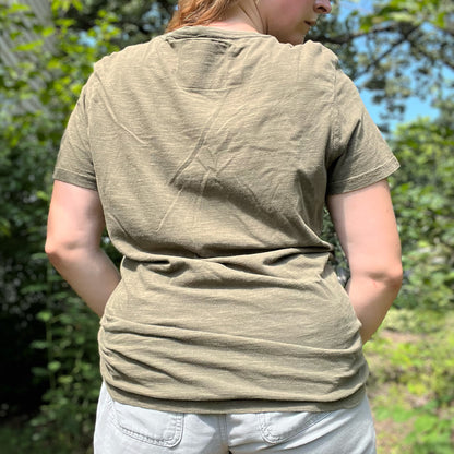 October Birth Flower | Marigold | Olive Green Tee | Medium