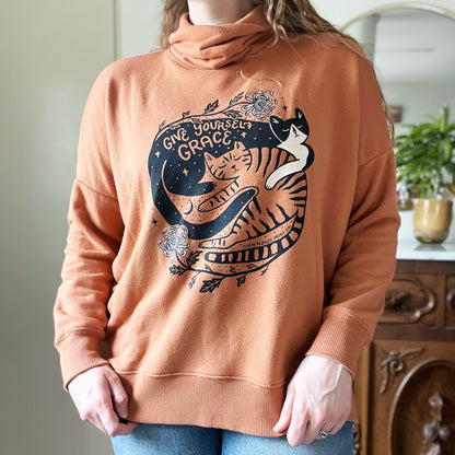 November Birth Flower | Chrysanthemum | Orange Comfy Sweater | Medium