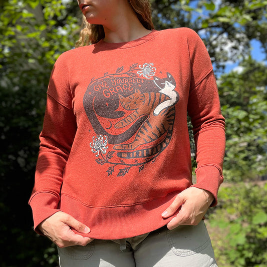 November Birth Flower | Chrysanthemum | Burnt Orange Sweatshirt | Small