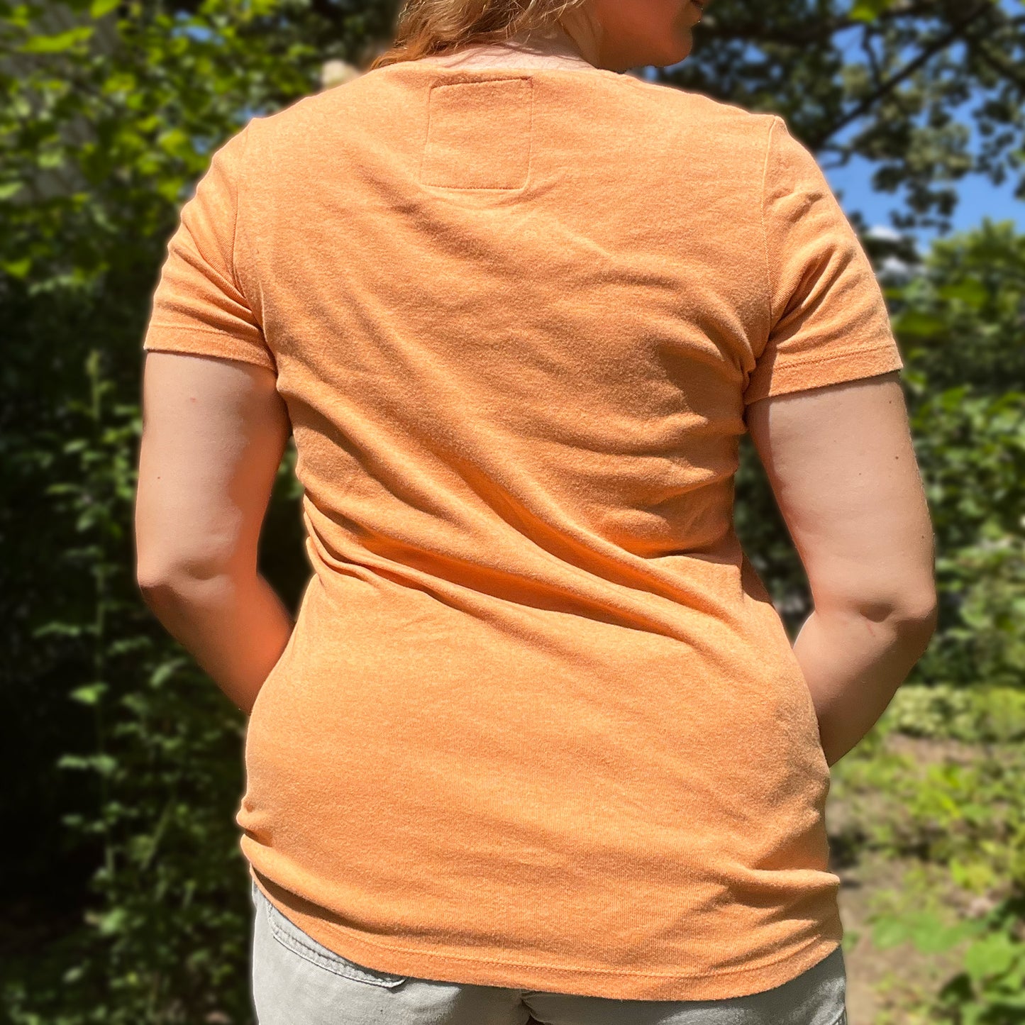 November Birth Flower | Chrysanthemum | Orange V-Neck Tee | Large