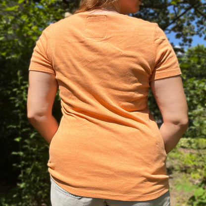 November Birth Flower | Chrysanthemum | Orange V-Neck Tee | Large