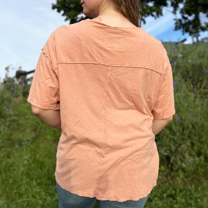 Hope Lives Here | Snow Drops | January Birth Flower | Orange Oversized Tee l Medium