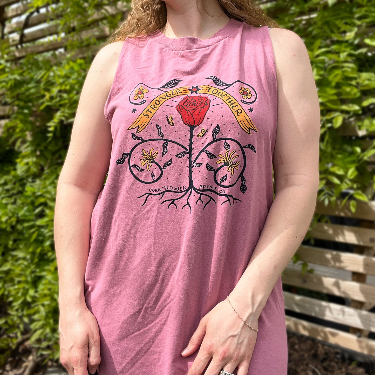 Stronger Together | June Birth Flower | Pink Tank Dress | 2X