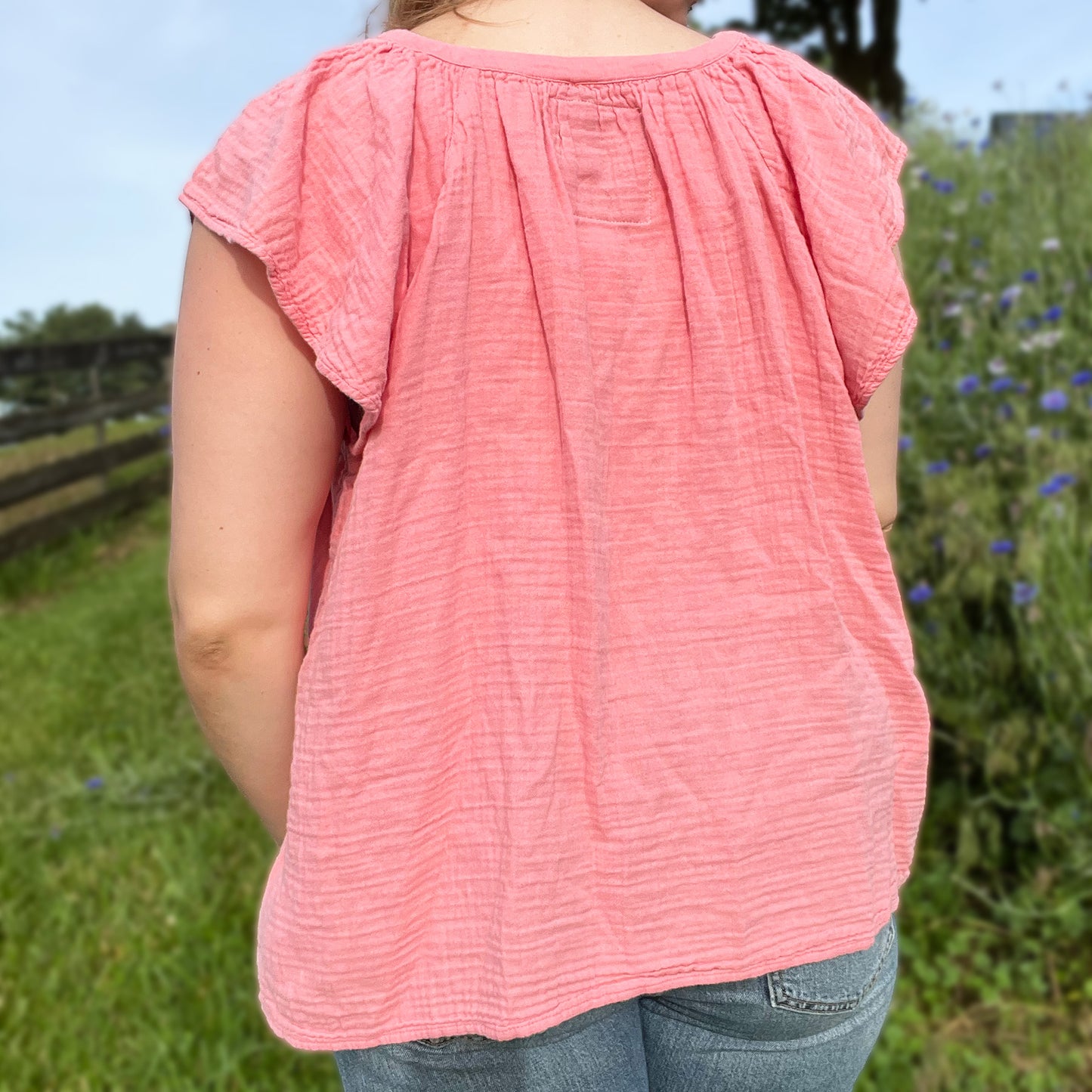 Hope Lives Here | Snow Drops | January Birth Flower | Pink Flowy Top | 2X