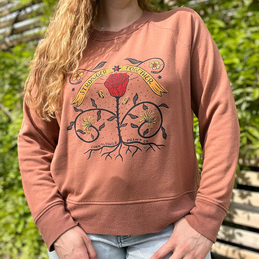 Stronger Together | June Birth Flower | Brown Long Sleeve Shirt | XL