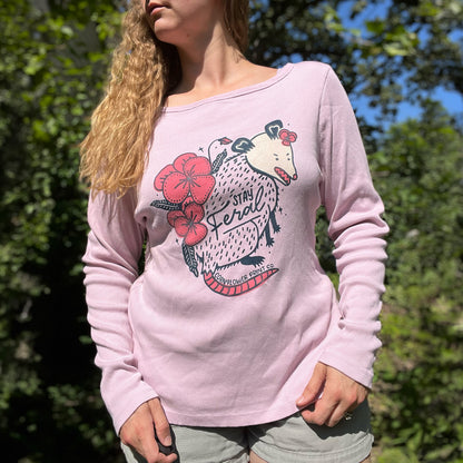 Stay Feral | Opossum | Light Pink Long Sleeve Shirt | 2X