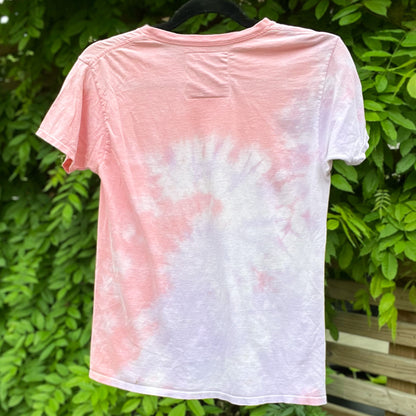 One Day at a Time | July Birth Flower | Pink & Purple Tiedye Tee | XS