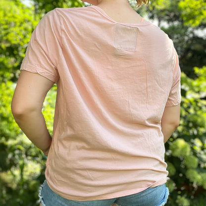 One Day at a Time | July Birth Flower | Pink V-Neck Tee | XL