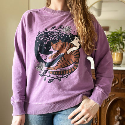 November Birth Flower | Chrysanthemum | Purple Sweatshirt | Large