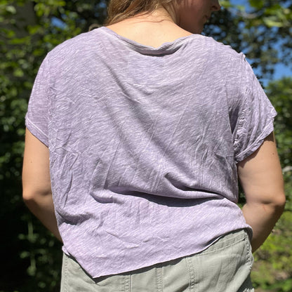 Stay Feral | Opossum | Distressed Heather Purple Crop Top | XL