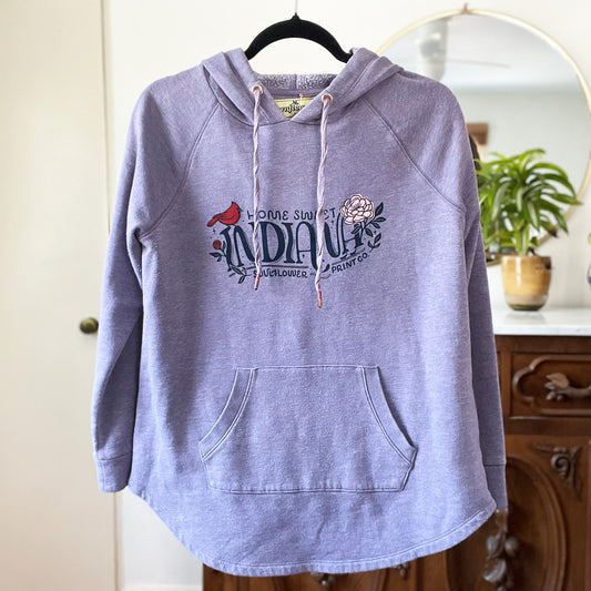 Home Sweet Indiana | Purple Sweatshirt Hoodie | Small