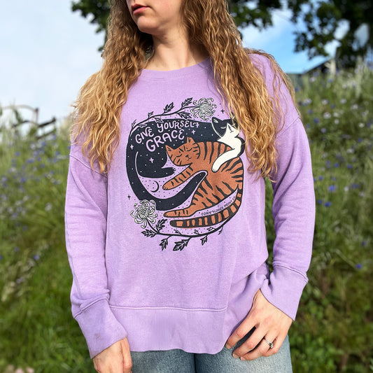 November Birth Flower | Chrysanthemum | Purple Sweatshirt | Large