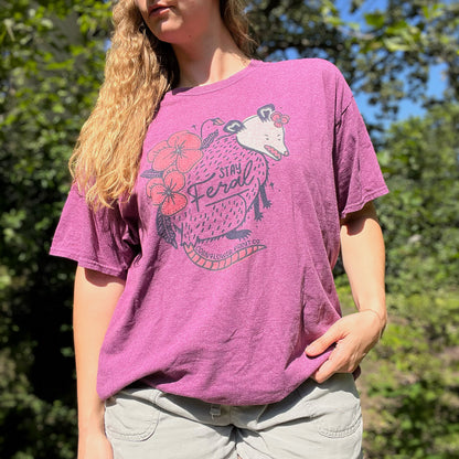 Stay Feral | Opossum | Purple Tee | XL