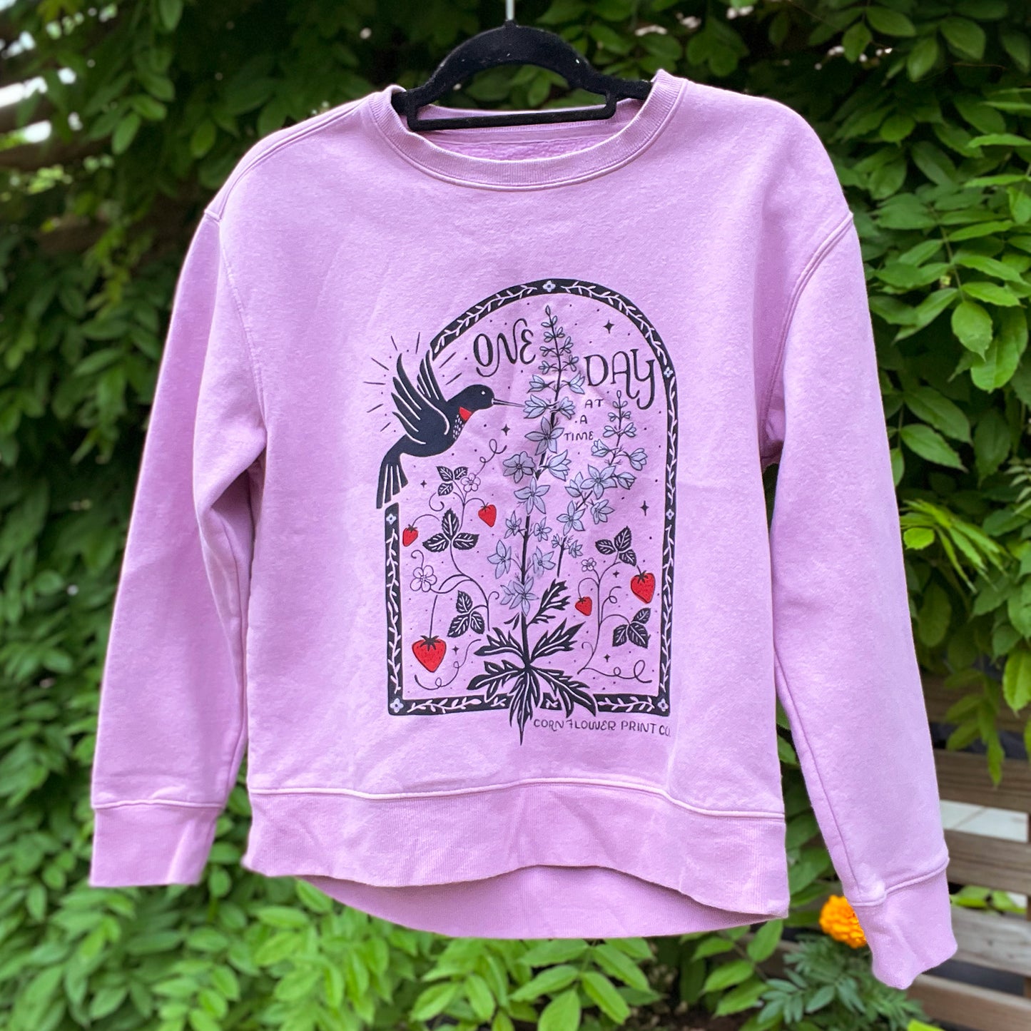 One Day at a Time | July Birth Flower | Purple Sweatshirt | Small