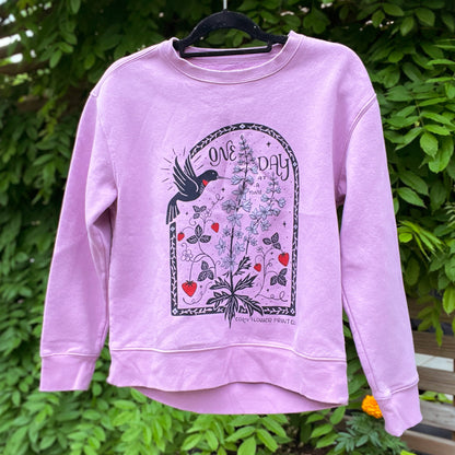 One Day at a Time | July Birth Flower | Purple Sweatshirt | Small